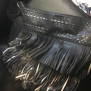 Black Fringed Tote | Large